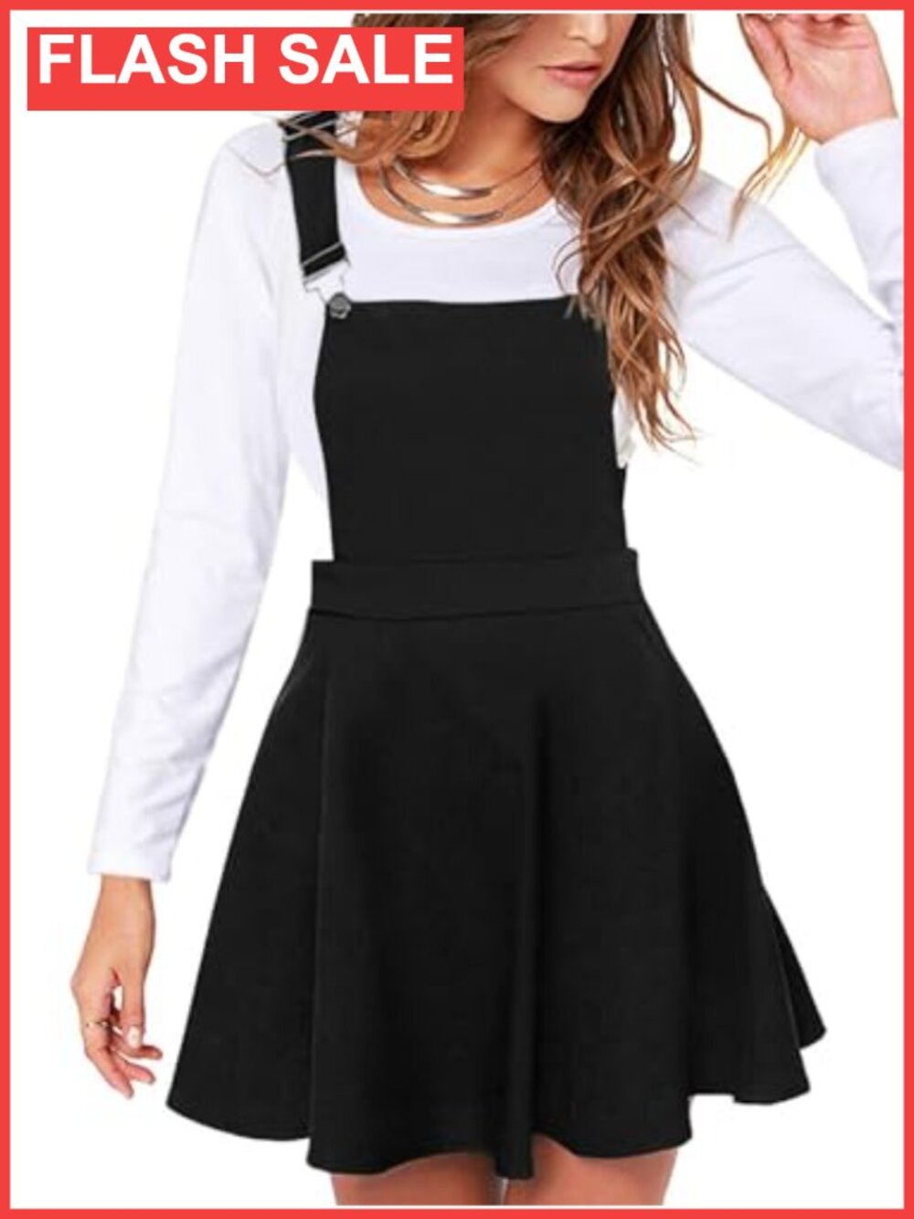 Pleated Mini Pinafore Dress High Waist A-Line Suspender Skirt